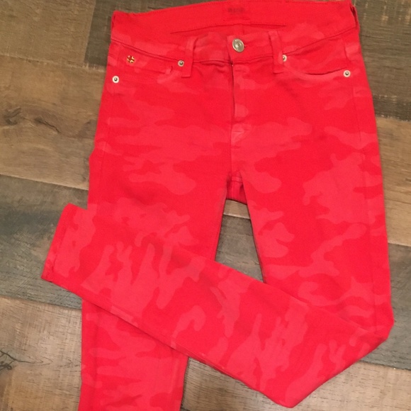 Hudson Red Camo Patterned SkinnyJeans/Pants Sz 25 - Picture 1 of 3